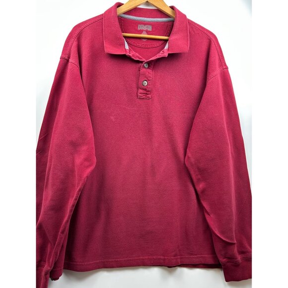 Duluth Trading Co Men's Burgundy Long Sleeve Cotton Polo Shirt Plus Size 2XL - Picture 1 of 6